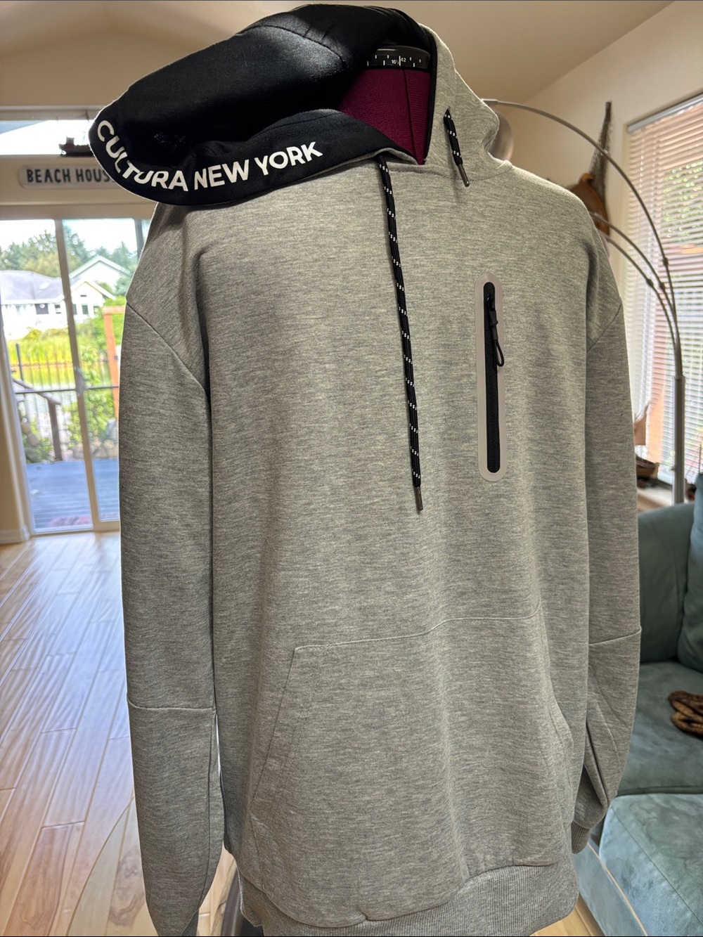 Cultura New York Men’s Light Gray Hooded Sweatshirt